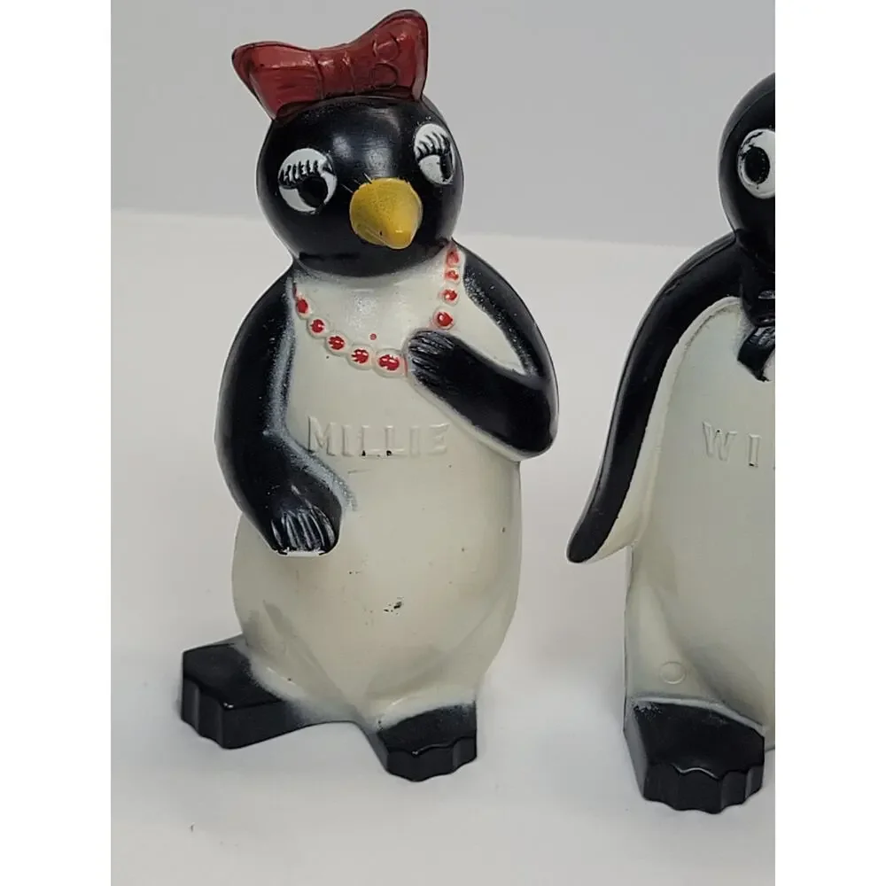 Vintage 1950s Kool Cigarette Willie Millie Penguin Salt Pepper Shaker Set